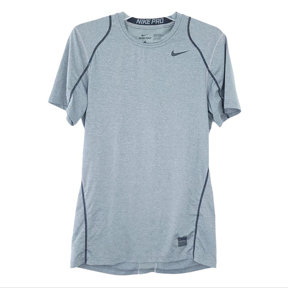 Nike Pro Fitted Dri-Fit Short Sleeve Shirt Small Men Carbon Heather Gray